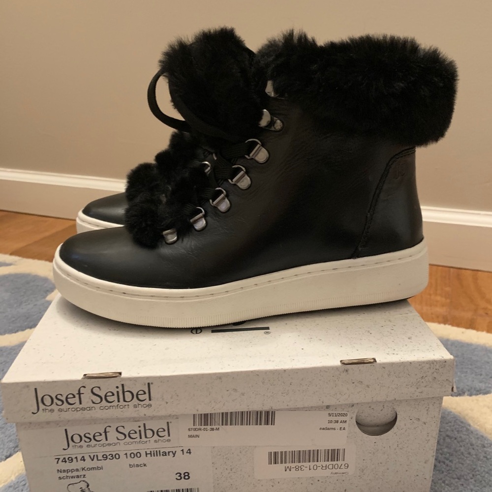 Black leather sneaker booties